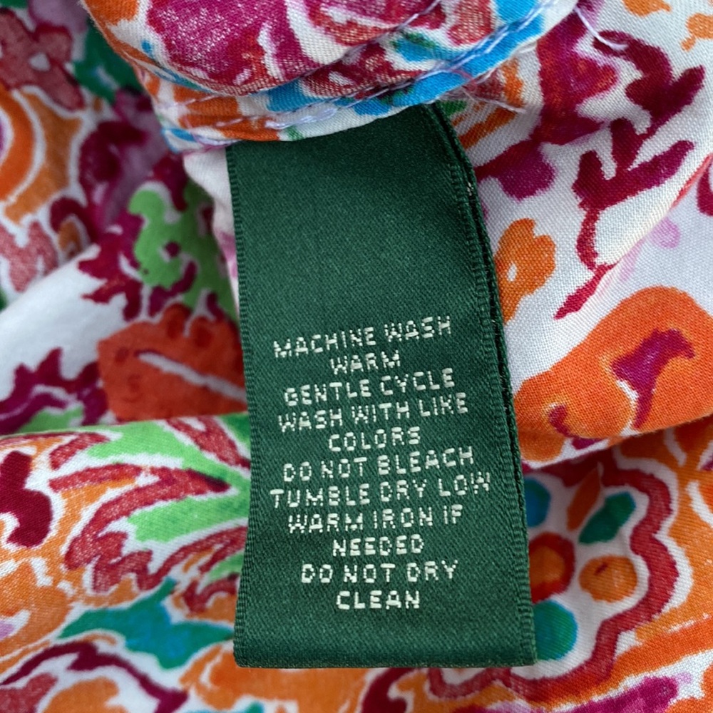 Size Petite Large, Multicolor Paisley, Ralph Lauren, Button Down Top - Picture 5 of 5